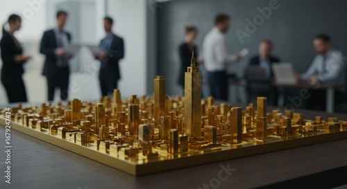 Wallpaper Mural Golden city model showcasing urban planning and development to investors and potential clients Torontodigital.ca