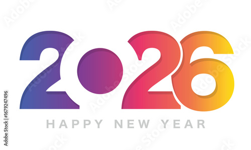 New Year 2026: A vibrant and dynamic 2026 typography in the spirit of anticipation for the coming year, celebrating a colorful new beginning and opportunities.