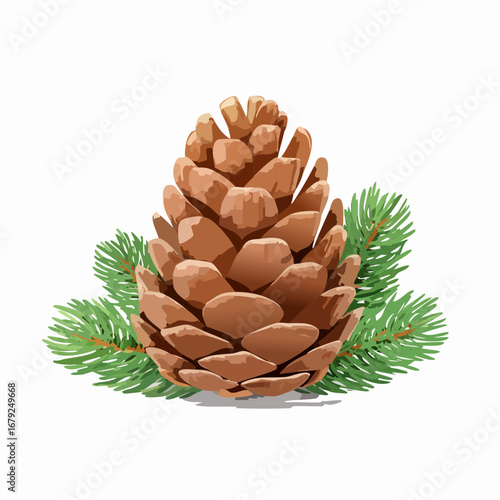 Pine cone set, realistic vector illustration isolated
