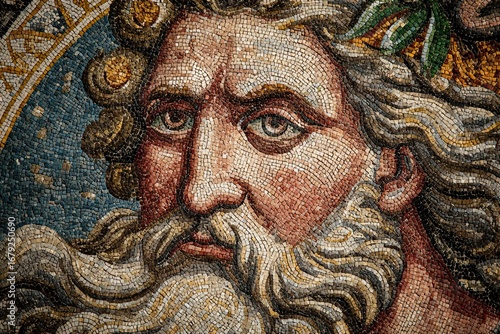 Greek mosaic pattern with gods mythology art concept