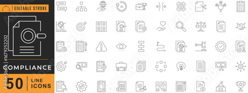 Compliance line editable icon set. Vector illustration.