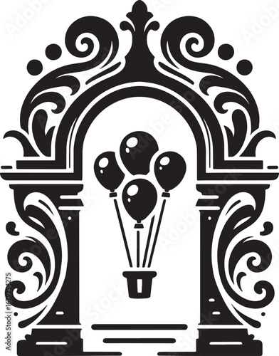 Intricate Black and White Illustration of a Detective with a Magnifying Glass in a Decorative Frame