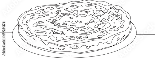 Minimalist outline drawing displaying a Sri Lankan kottu roti di