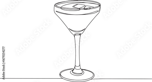 Elegant minimalist line art illustration of a classic pisco sour