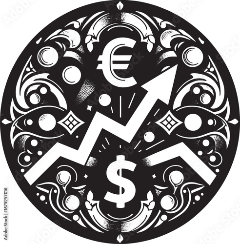 Elegant Black and White Illustration of Men's Dress Shoes within Ornate Floral Circle