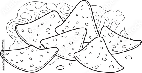 Whimsical corn chips illustration with abstract background color