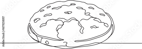 Minimalist line art illustration of an oat-based cookie on a sim