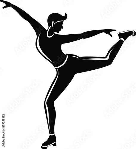 Vector silhouette of a figure skater in motion