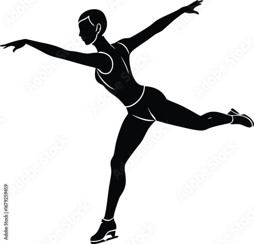 Vector silhouette of a figure skater