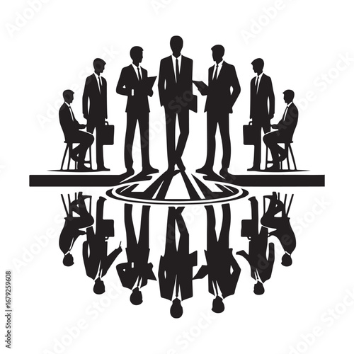 businessmen vector silhouette outline logo design concept illustration