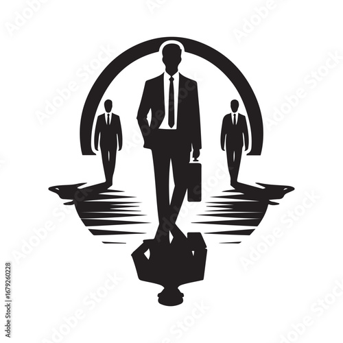 businessmen vector silhouette outline logo design concept illustration