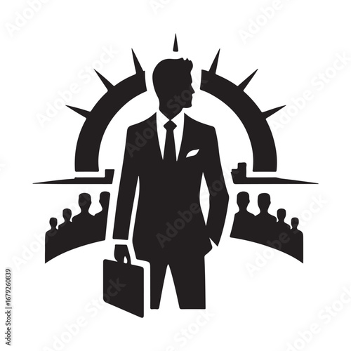 businessmen vector silhouette outline logo design concept illustration