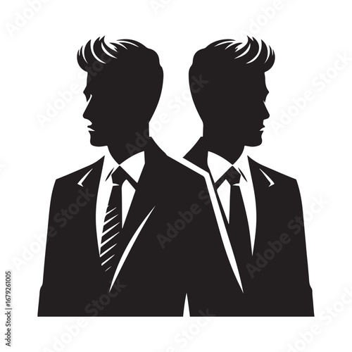 businessmen vector silhouette outline logo design concept illustration