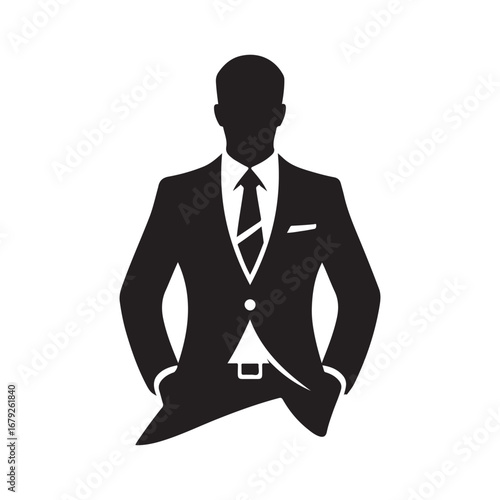 businessmen vector silhouette outline logo design concept illustration