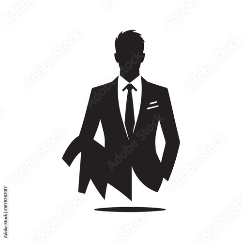businessmen vector silhouette outline logo design concept illustration
