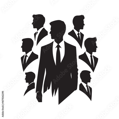 businessmen vector silhouette outline logo design concept illustration