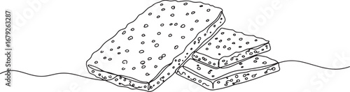 Monochrome Illustration of Healthy Quinoa Crackers Stacked on Cl