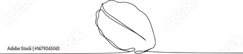 Minimalist continuous line drawing of a coffee bean on a white b