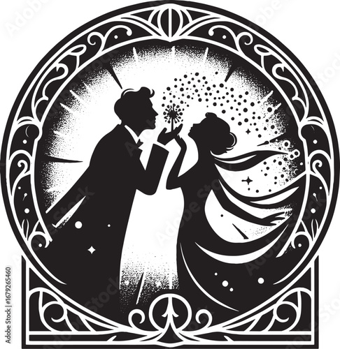 An artistic vector illustration depicting a craftsman working with a grinding wheel inside of a