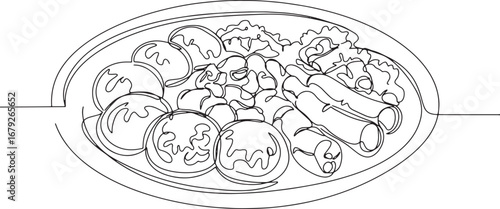 Minimalist depiction of grenadian oil down in linear style, show