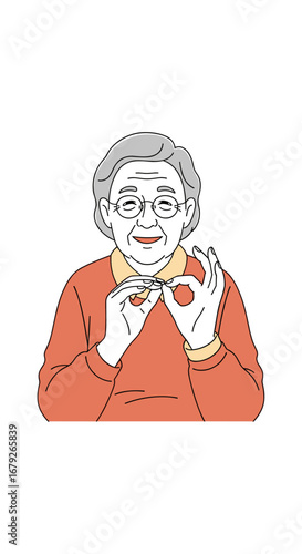Elderly person demonstrating a skillful gesture with hands conveying positive affirmation and understanding