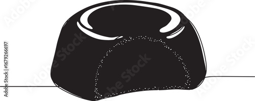 Elegant chocolate fondant drawing in single line art style on wh