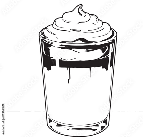 Stylized Dalgona Coffee Illustration with Decorative Background