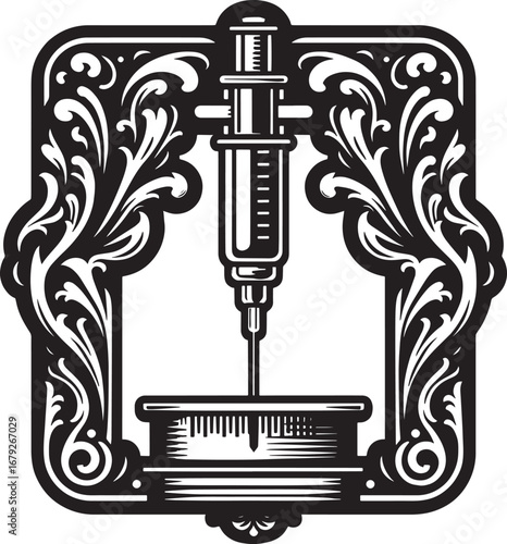 Black and white illustration of a religious leader preaching to a congregation in a church