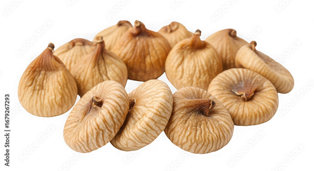 Fototapeta premium Dried golden figs stacked together ready for healthy snacking or baking transparent background