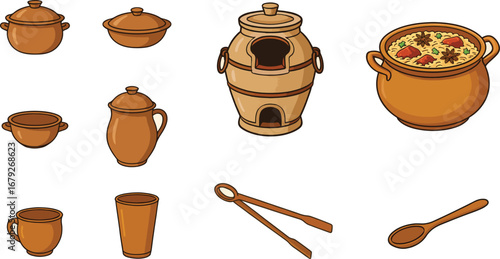 Earthenware Pot  set with Matar Pulao in a pot