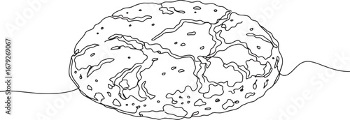 A Minimalist Line Art Illustration of a Biscuit or Cookie Design