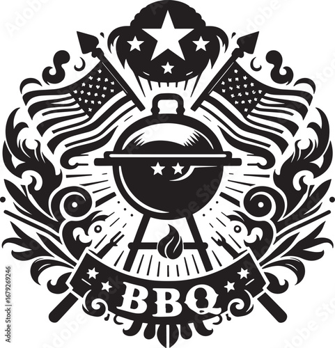Intricate Black and White Illustration of a Justice Scale Symbol in a Circular Design