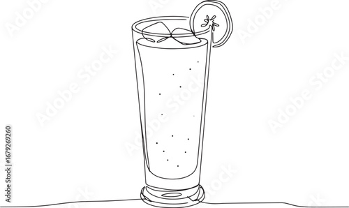Elegant minimalist line art illustration of a refreshing daiquir