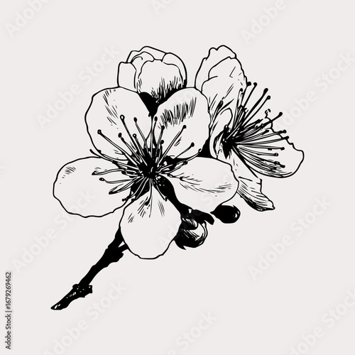 Cherry Blossoms Simple Graphic Set Symbol Vintage Retro Graphic, Blossoms Art Cherry Tree Art And Craft Silhouette Design