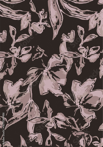Big flowers pattern, upscale floral pattern. graphical textures floral, trendy colors pattern , flowers background with leaves. vector illustration