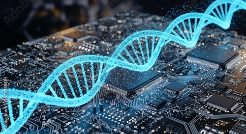 Digital Dna Helix Illuminates Advanced Electronic Circuitry