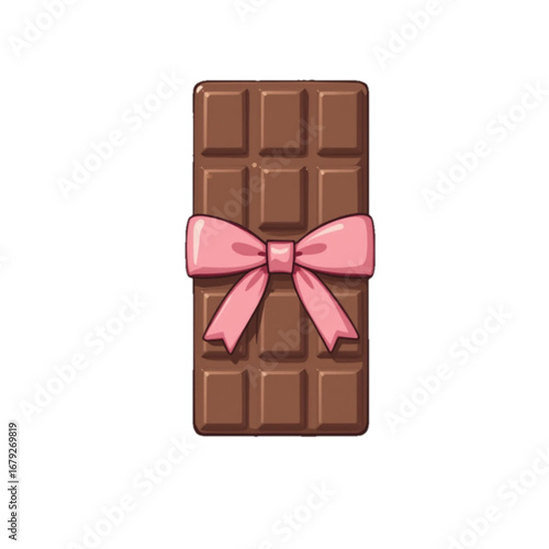 Vector illustration of chocolate tied with pink ribbon