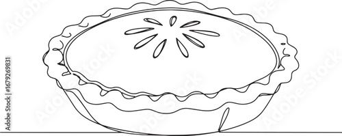 Minimalist Line Art Depicting a Traditional Thanksgiving Pie Des