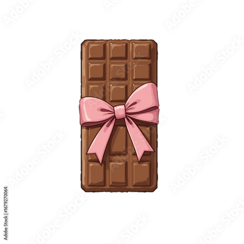 Vector illustration of chocolate tied with pink ribbon