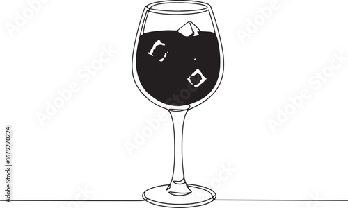 Elegant Aperol Spritz Illustration: A Single Line Art Cocktail D