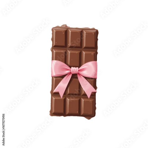 Vector illustration of chocolate tied with pink ribbon