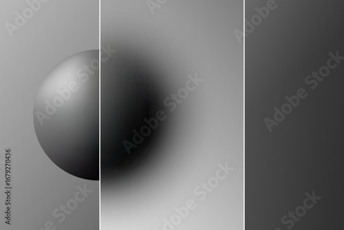 Futuristic illustration of a sphere with a transparent glass morphism element on a gradient background. Eps 10