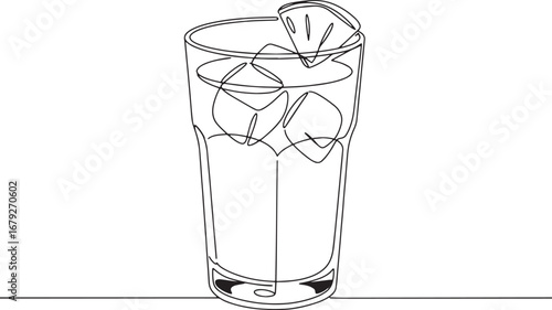 Minimalist line art illustration of a refreshing planter's punch