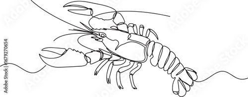 Continuous Line Drawing of a Lobster, minimalistic art style, si
