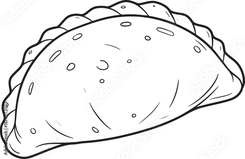 Whimsical Hand-Drawn Empanada Illustration on Clean White Backgr