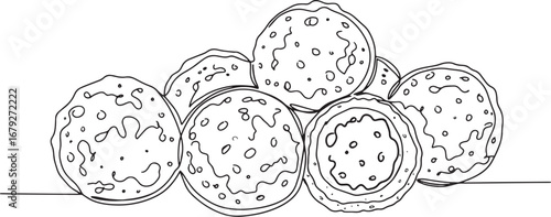 Minimalist line drawing of traditional Dutch bitterballen snack