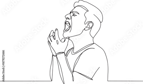 Continuous line illustration showcasing the intense emotion of a