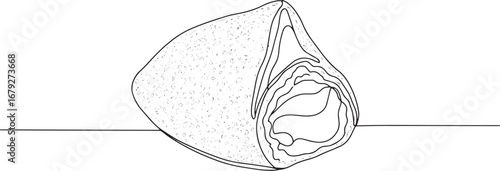 Delicate line drawing of a brazilian coxinha, a savory snack, on