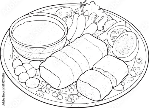 Detailed line art illustration showcasing a traditional Mozambic
