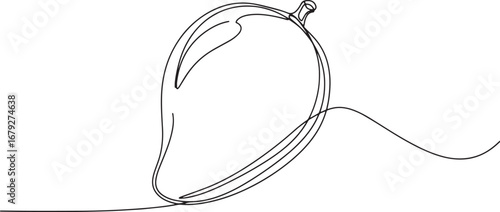 Elegant continuous line drawing of a ripe mango fruit minimalist